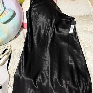 Bebe Shiny Black Satin Dress